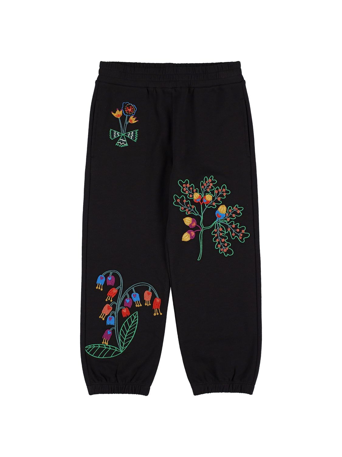 Stella Mccartney Kids' Printed Organic Cotton Sweatpants In Black