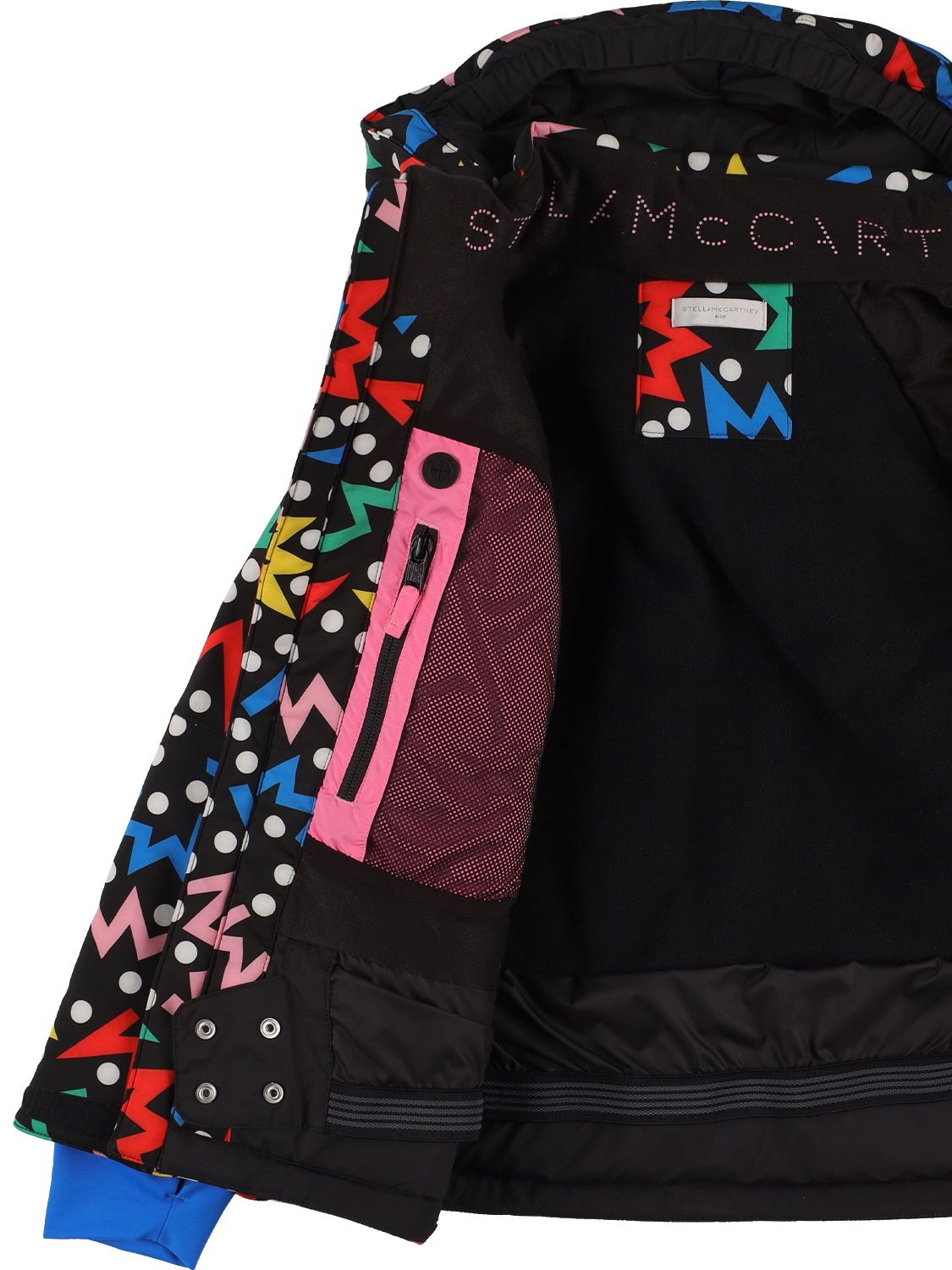Shop Stella Mccartney Recycled Tech Printed Puffer Ski Jacket In Black