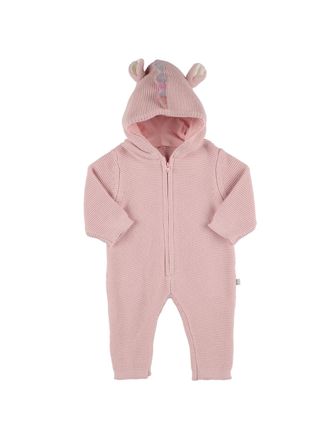 Stella Mccartney Babies' Cable Organic Cotton Knit Romper In Pink