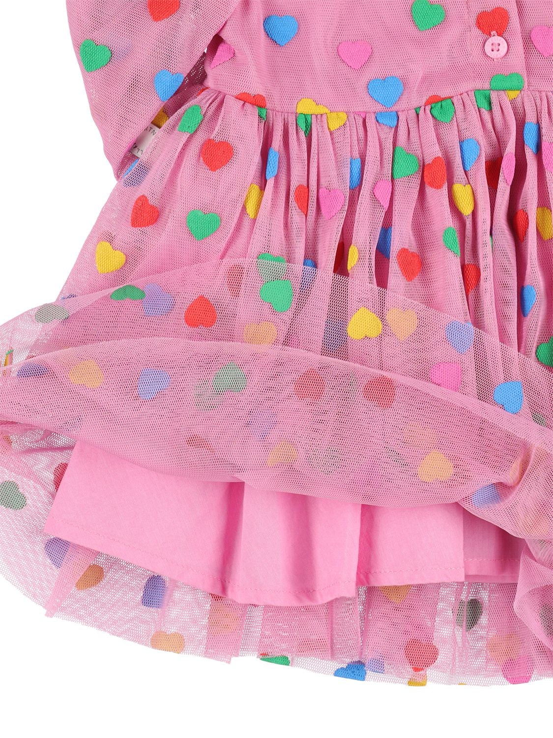 Shop Stella Mccartney Recycled Tulle Dress W/hearts In Pink