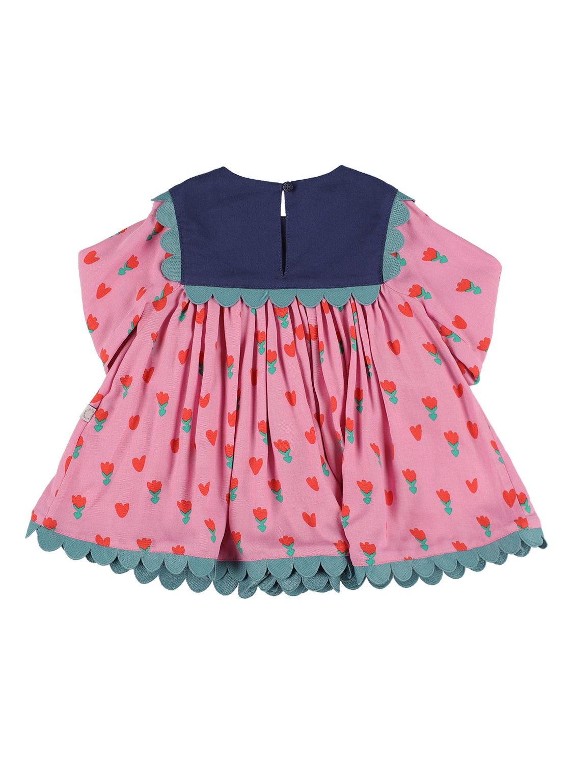 Shop Stella Mccartney Printed Viscose Dress W/ Diaper Cover In Pink