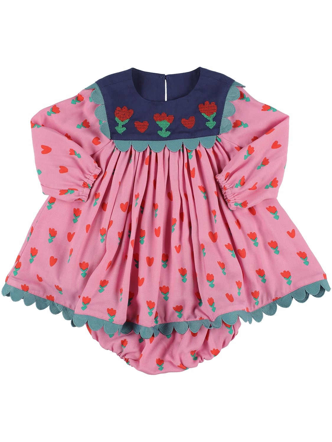 Stella Mccartney Babies' Printed Viscose Dress W/ Diaper Cover In Pink