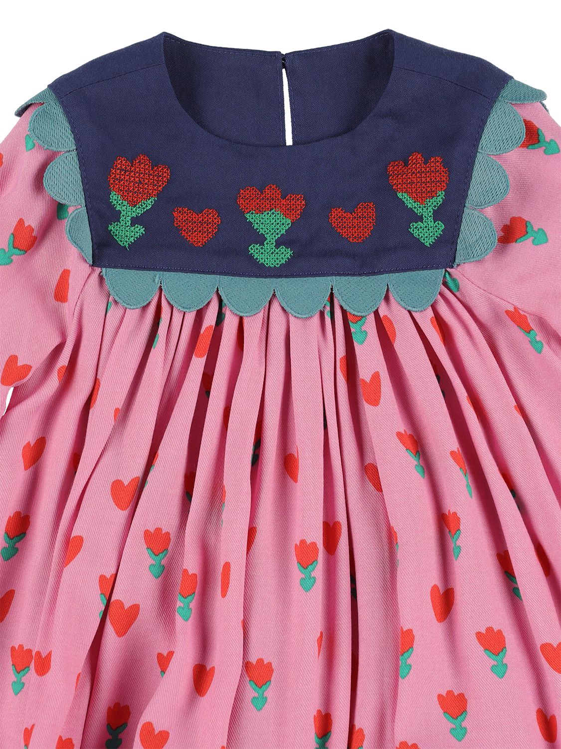 Shop Stella Mccartney Printed Viscose Dress W/ Diaper Cover In Pink