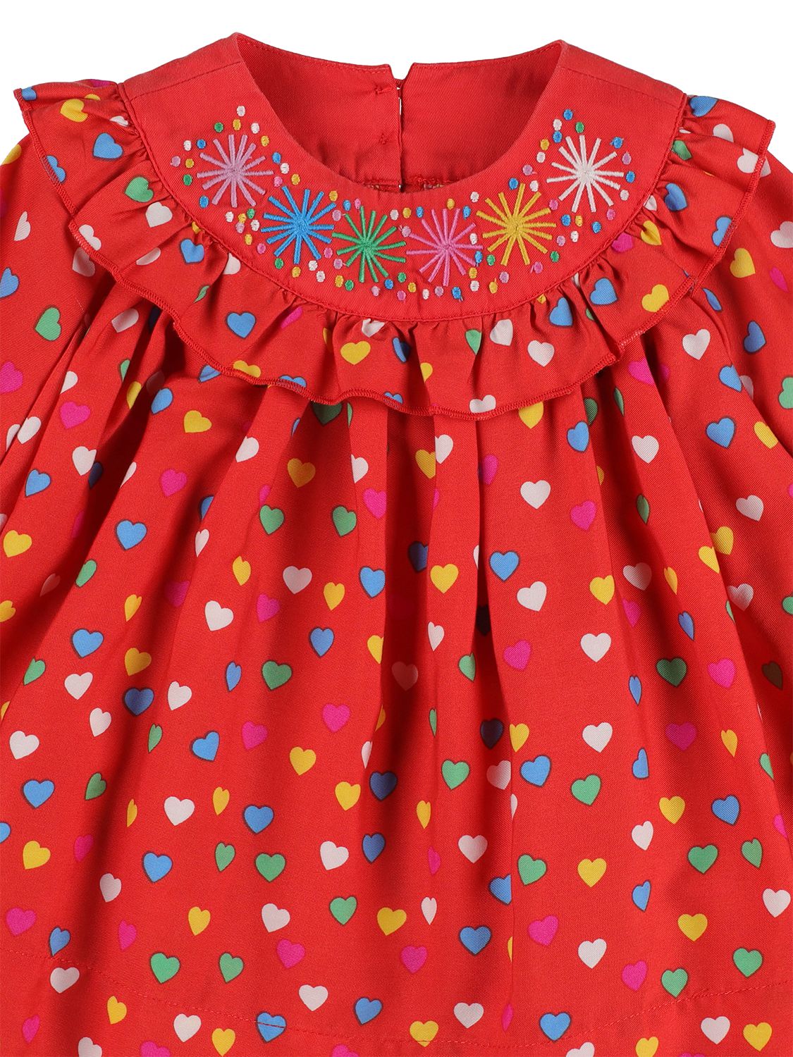 Shop Stella Mccartney Printed Viscose Dress W/ Diaper Cover In Red