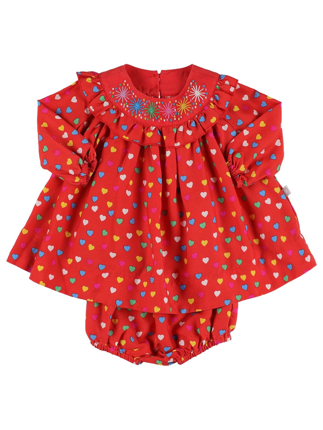 Stella Mccartney Babies' Printed Viscose Dress W/ Diaper Cover In Red