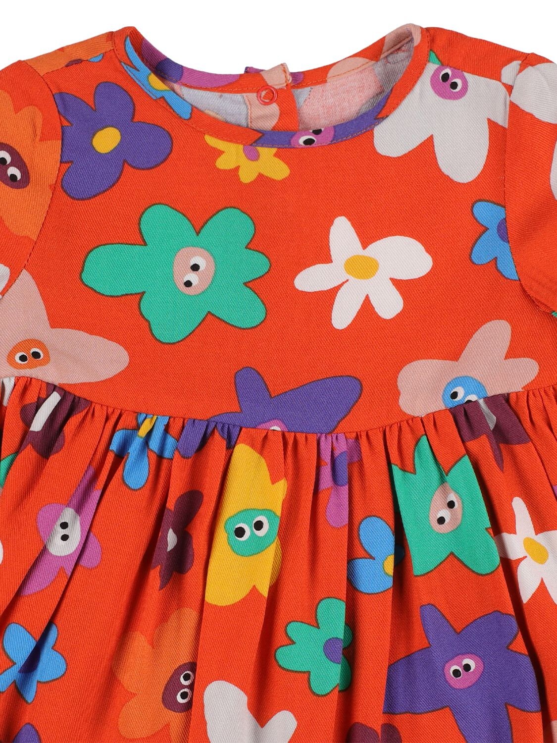 Shop Stella Mccartney Printed Viscose Dress W/ Diaper Cover In Orange