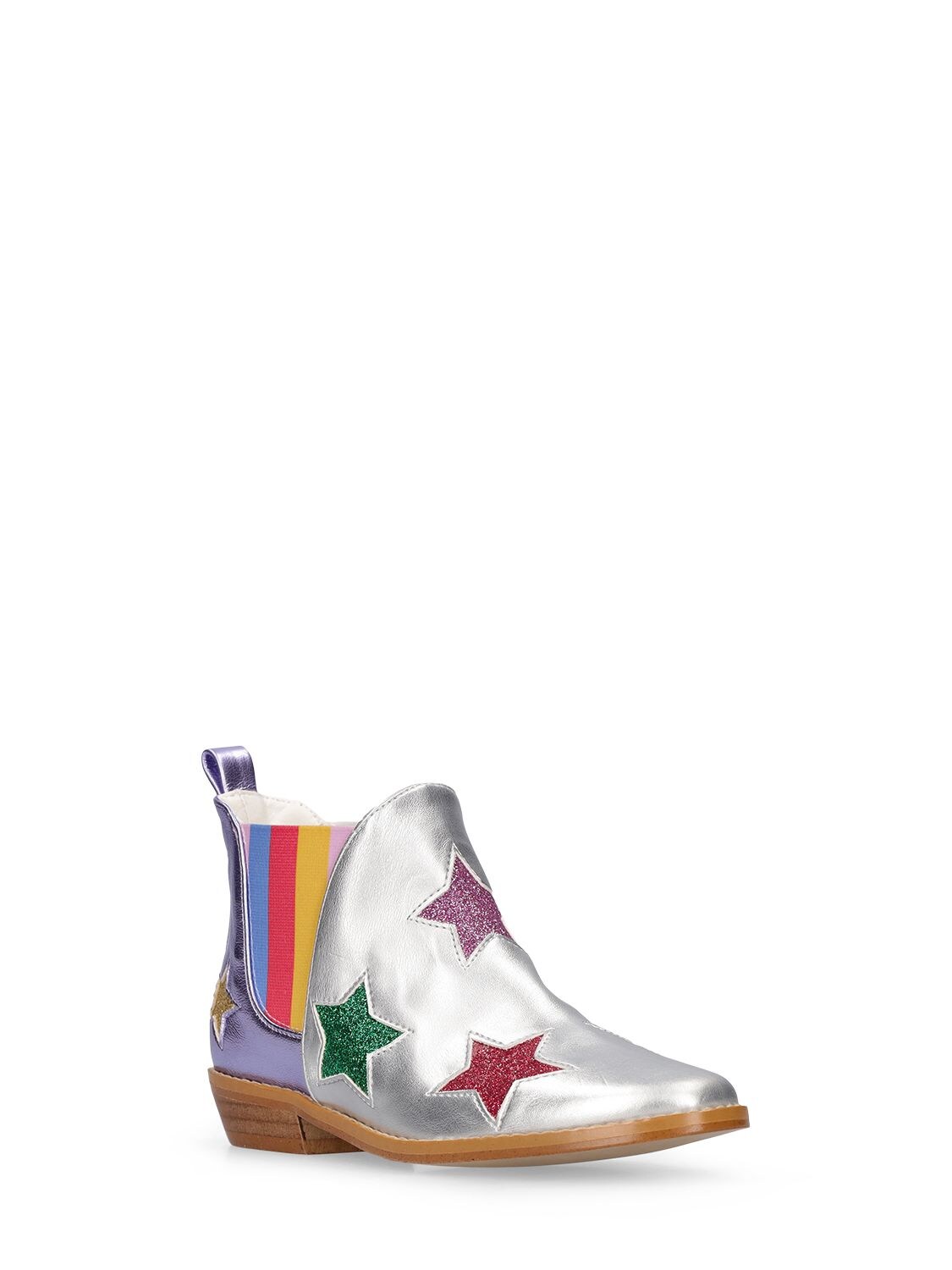 Shop Stella Mccartney Faux Leather Boots In Silver