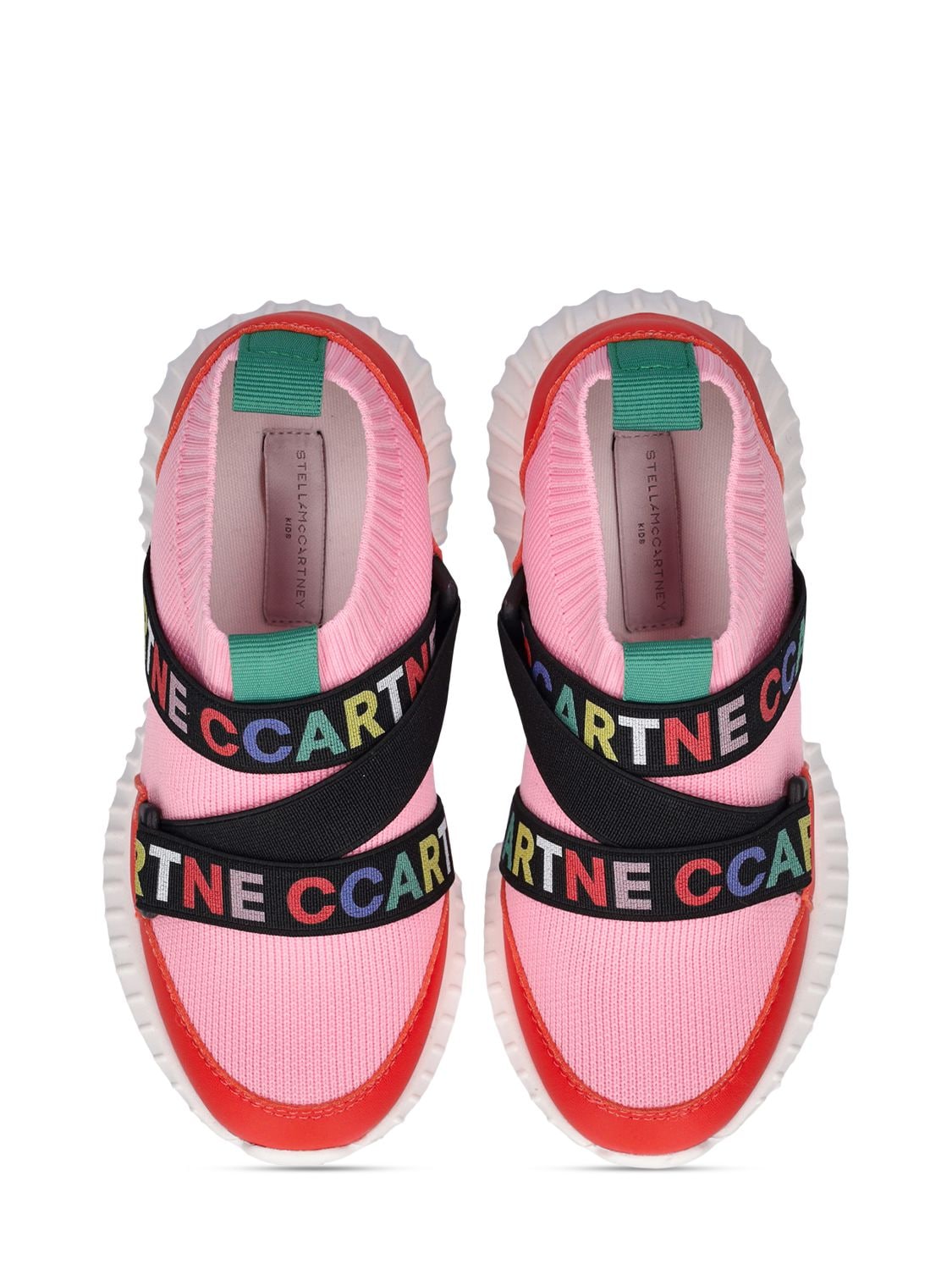 Shop Stella Mccartney Knit Recycled Nylon Sneakers In Pink,red