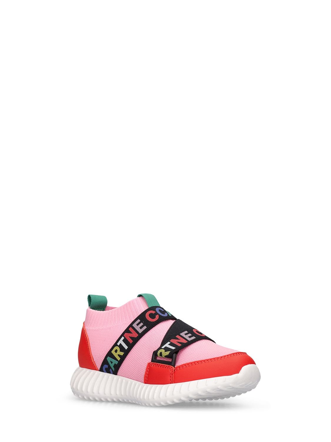 Shop Stella Mccartney Knit Recycled Nylon Sneakers In Pink,red