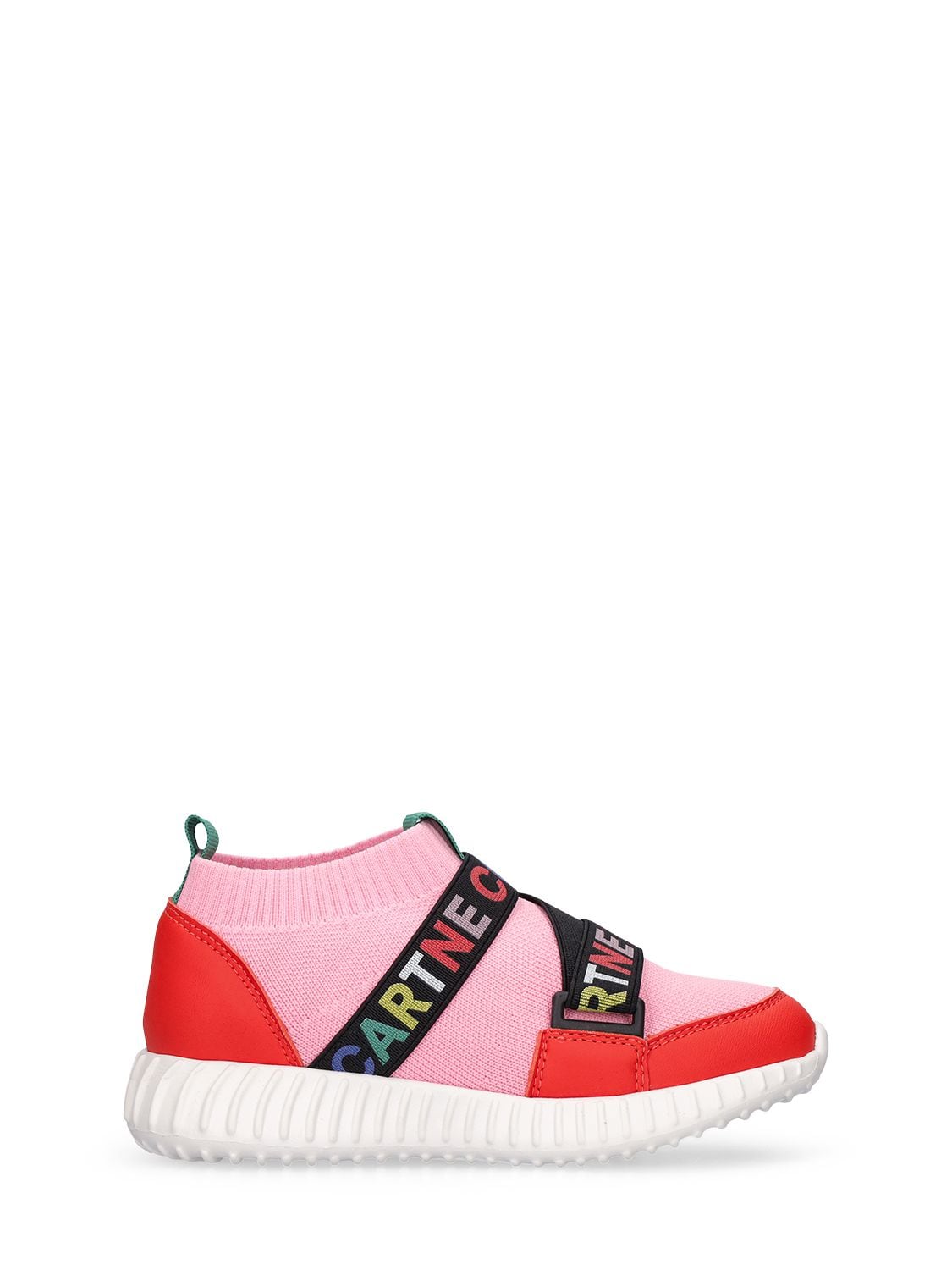 Stella Mccartney Kids Sock Logo织带运动鞋 In Pink,red