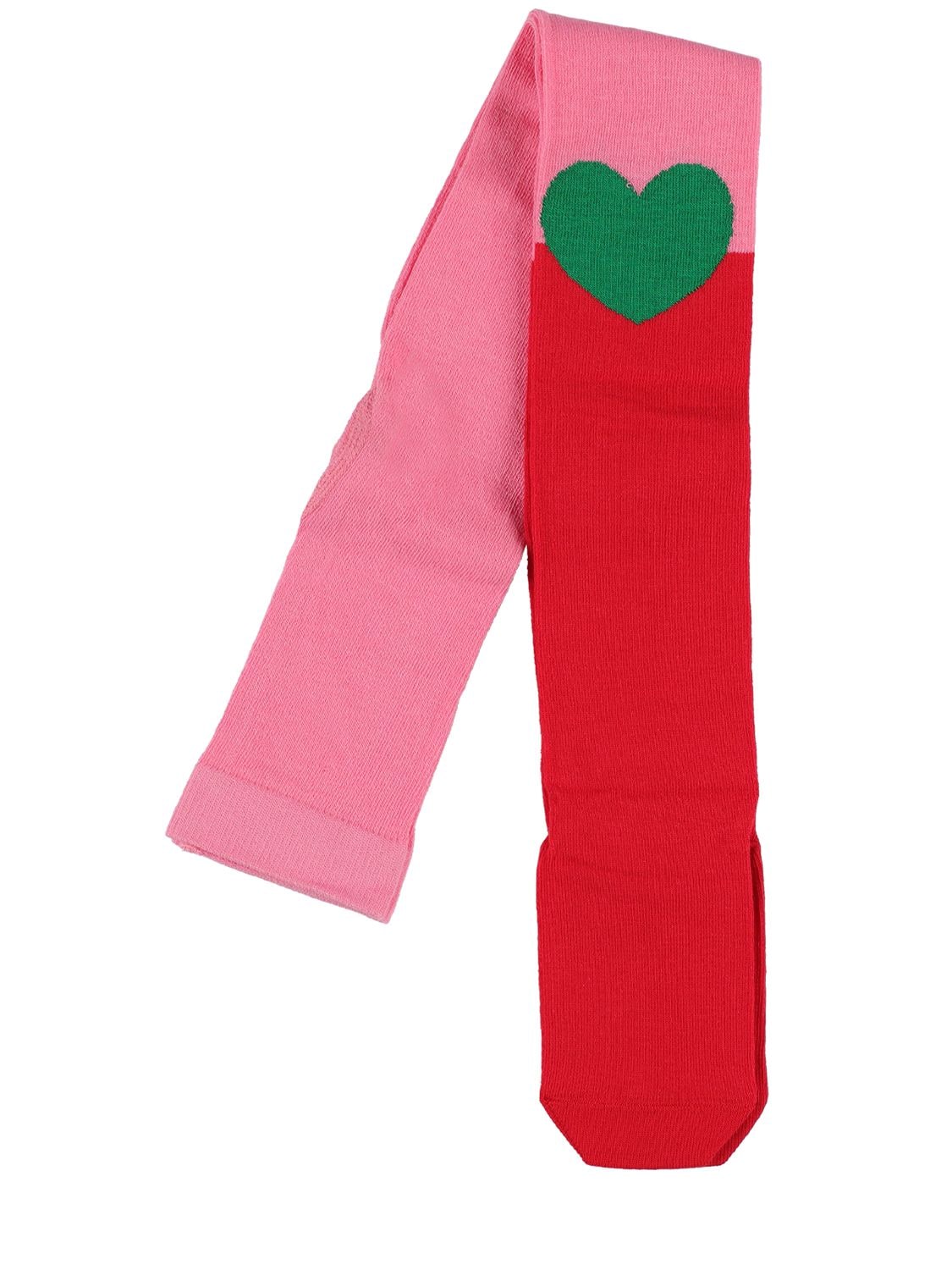 Stella Mccartney Kids' Organic Cotton Tights In Pink,red