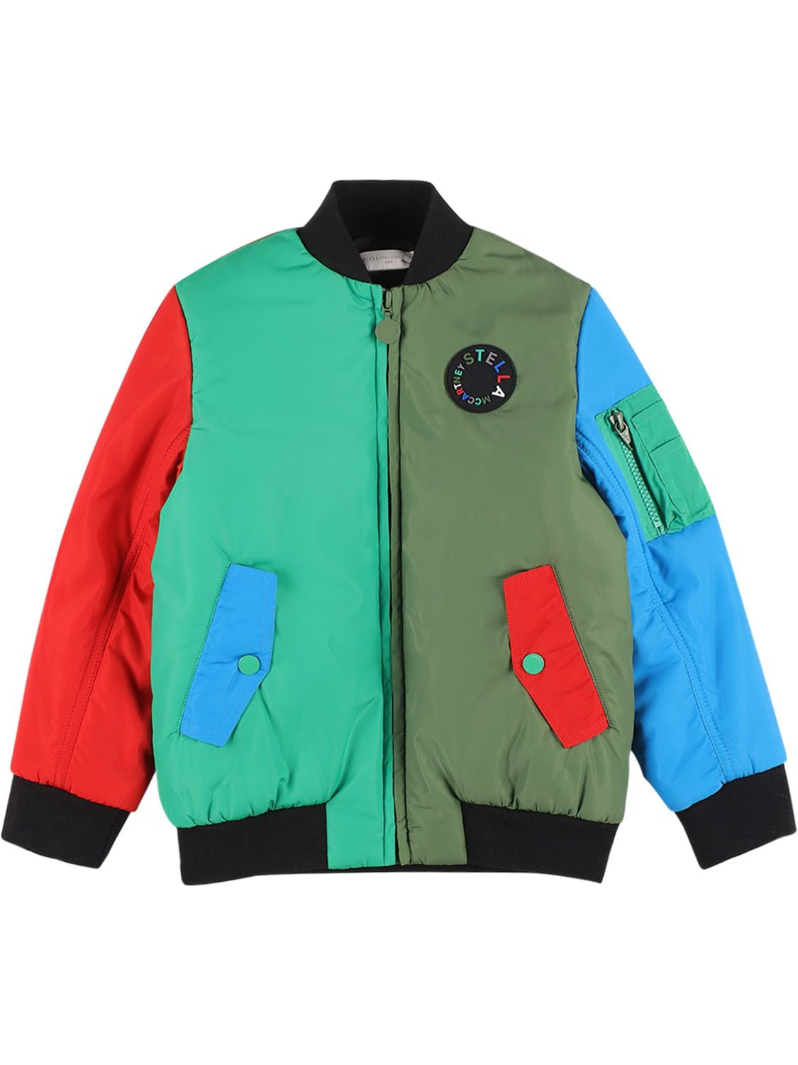 Shop Stella Mccartney Recycled Nylon Bomber Jacket In Multicolor