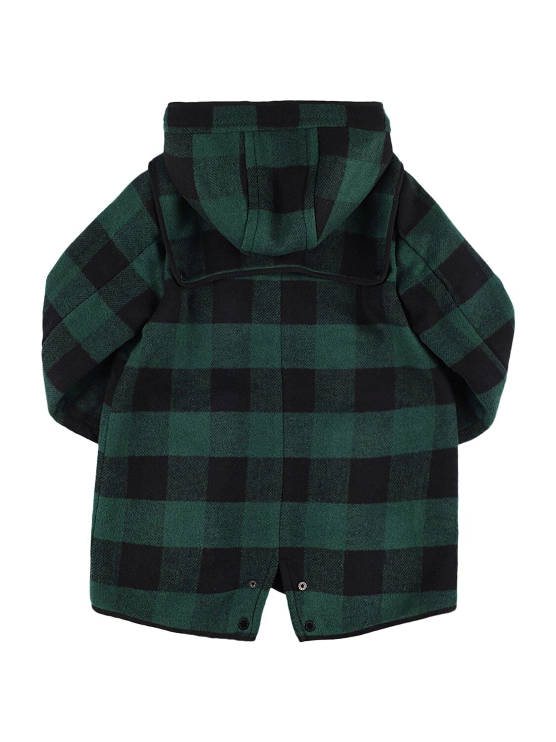 Shop Stella Mccartney Check Print Wool Blend Coat In Green,black