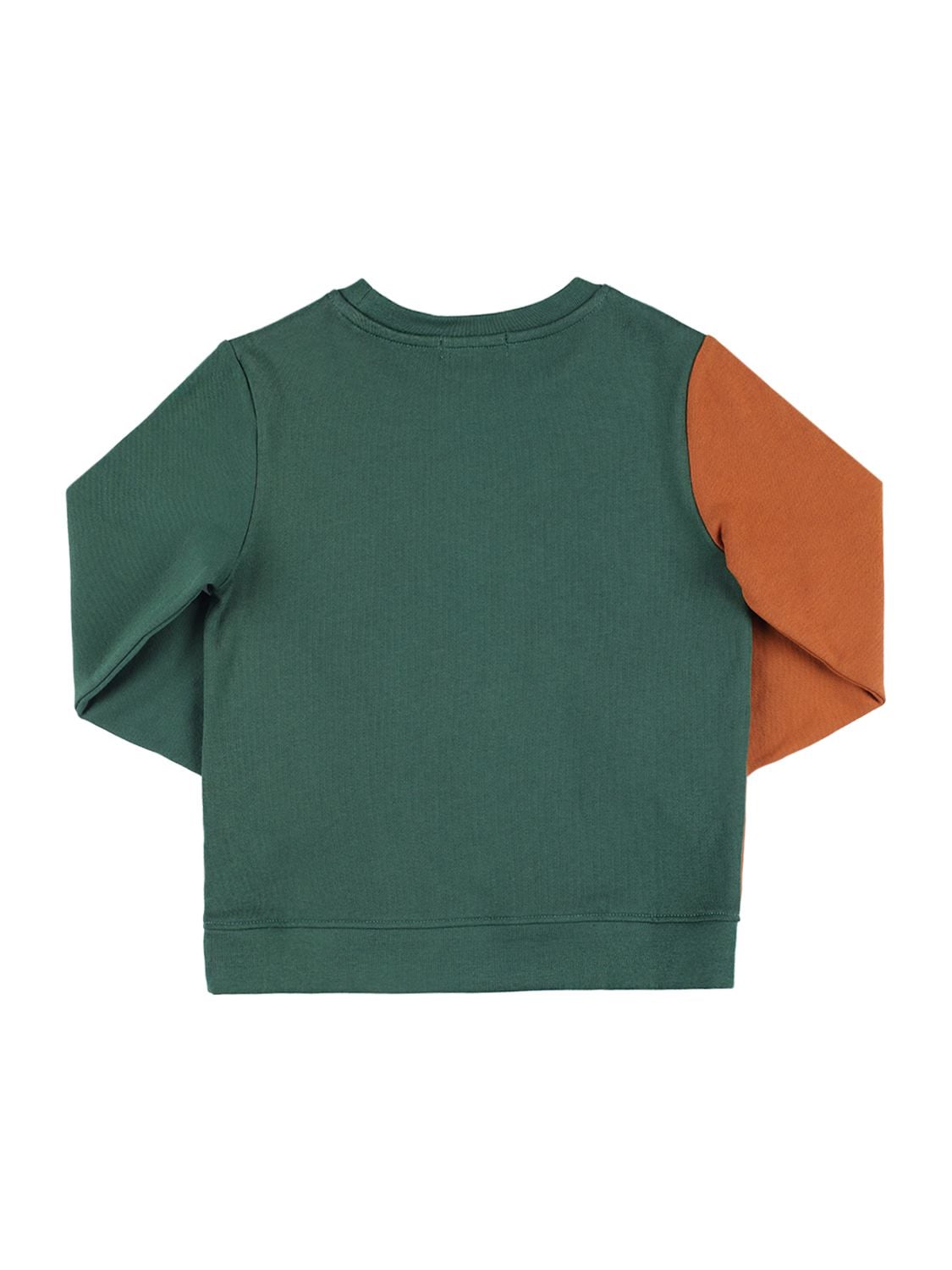 Shop Stella Mccartney Rubberized Organic Cotton Sweatshirt In Green,brown