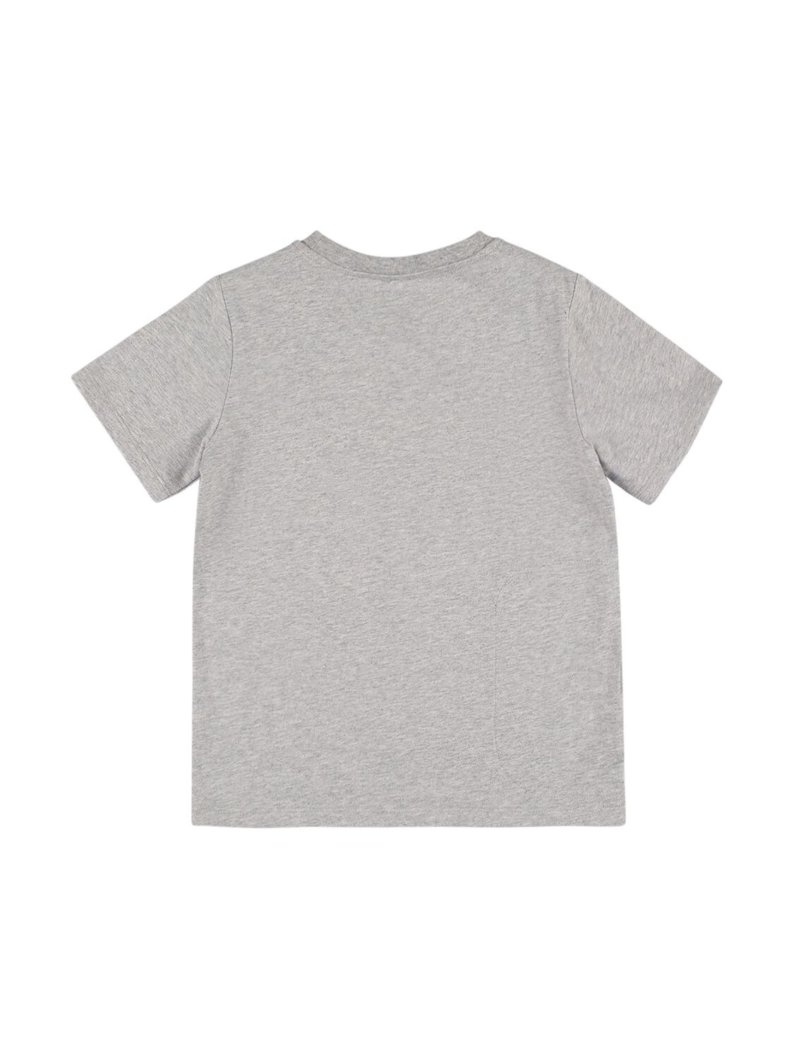 Shop Stella Mccartney Organic Cotton T-shirt W/ Appliqués In Grey