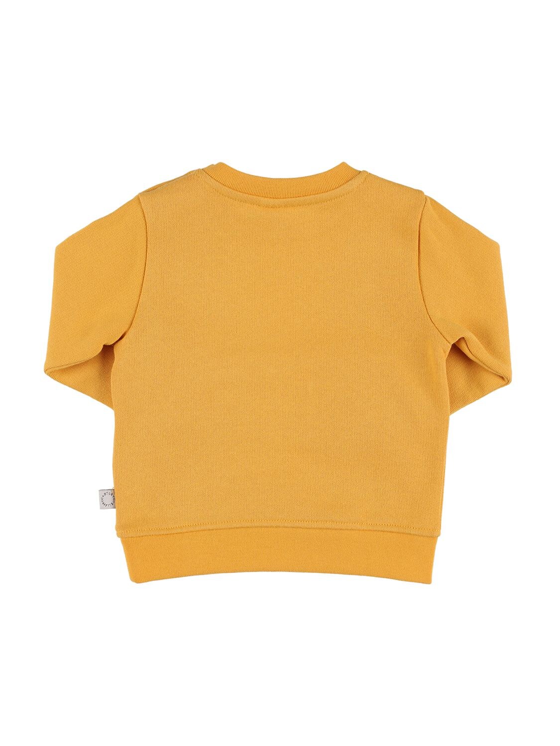 Shop Stella Mccartney Bear Print Organic Cotton Sweatshirt In Dark Yellow