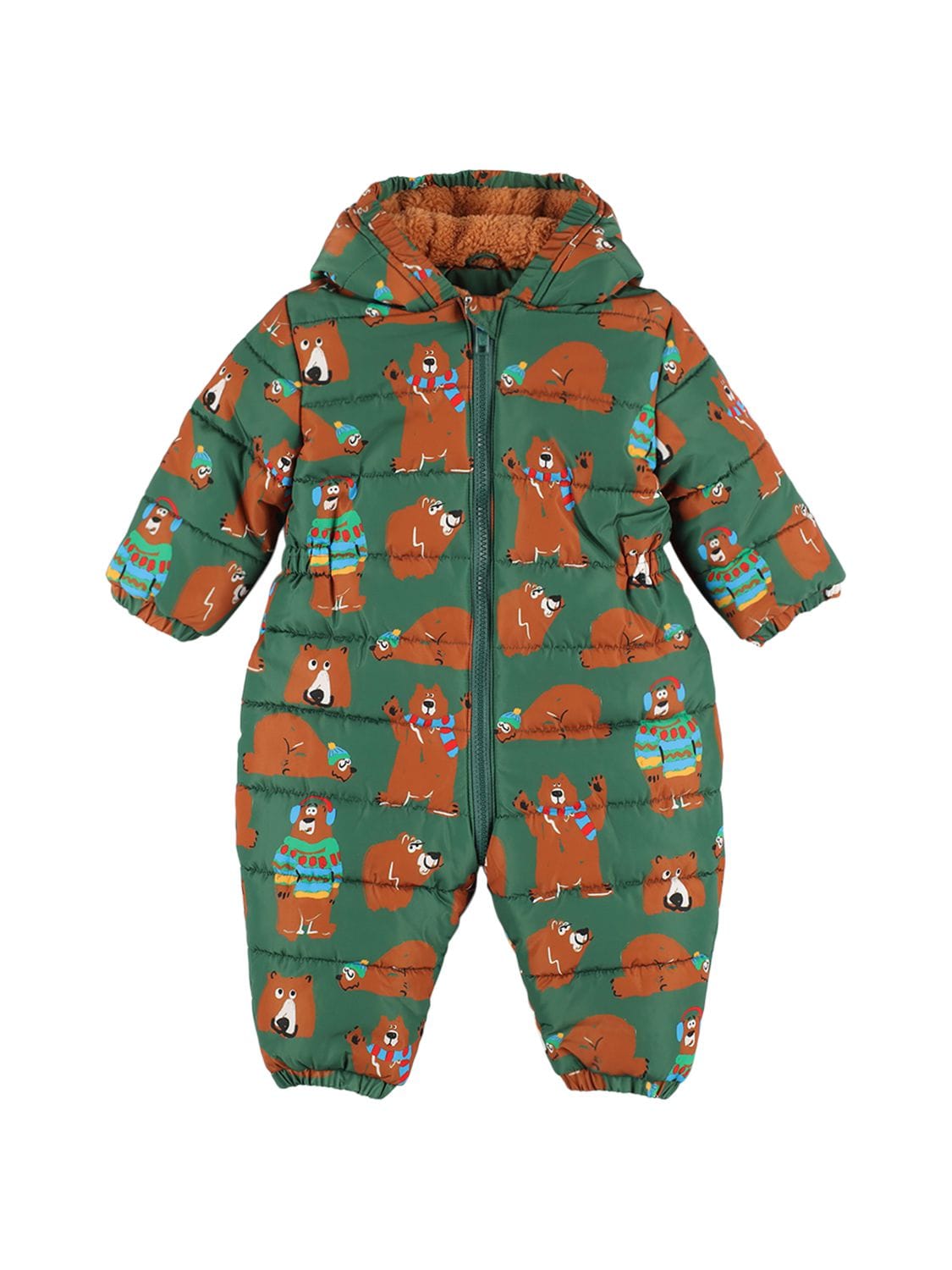 Image of Bear Print Recycled Puffer Romper