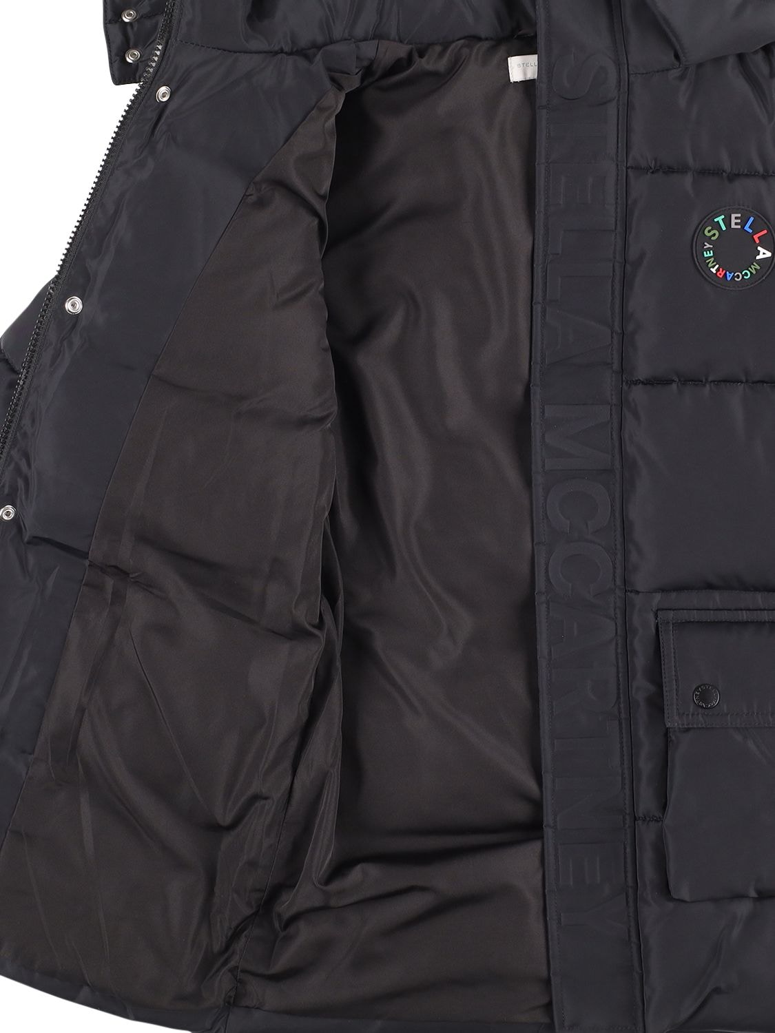 Shop Stella Mccartney Recycled Nylon Puffer Coat In Black