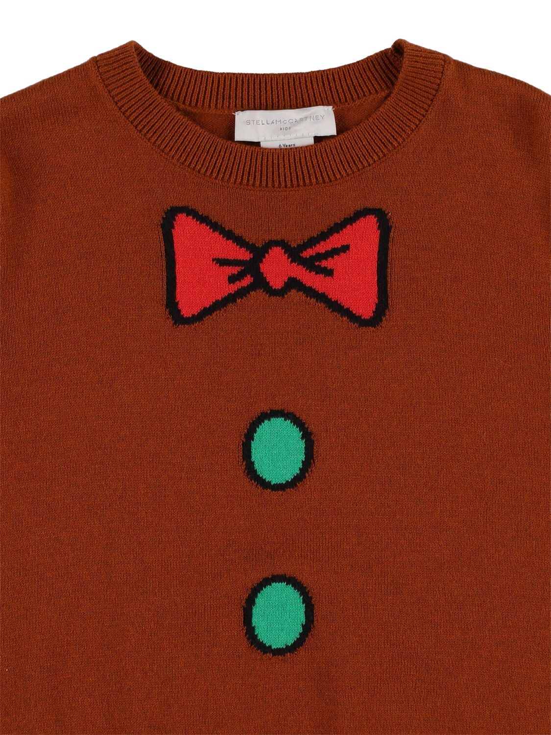 Shop Stella Mccartney Intarsia Organic Cotton Knit Sweater In Beige