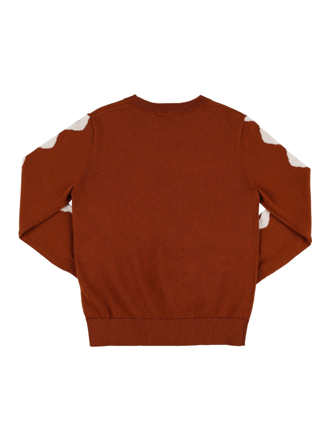 Shop Stella Mccartney Intarsia Organic Cotton Knit Sweater In Beige