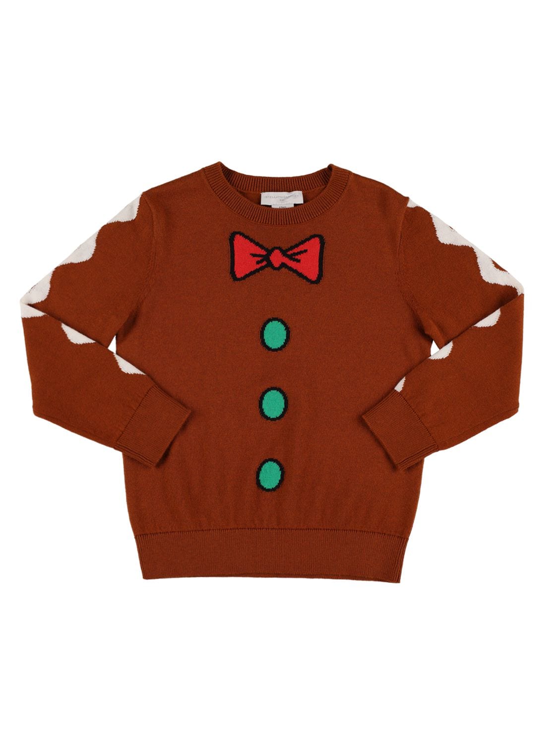 Stella Mccartney Kids' Intarsia Organic Cotton Knit Sweater In Beige