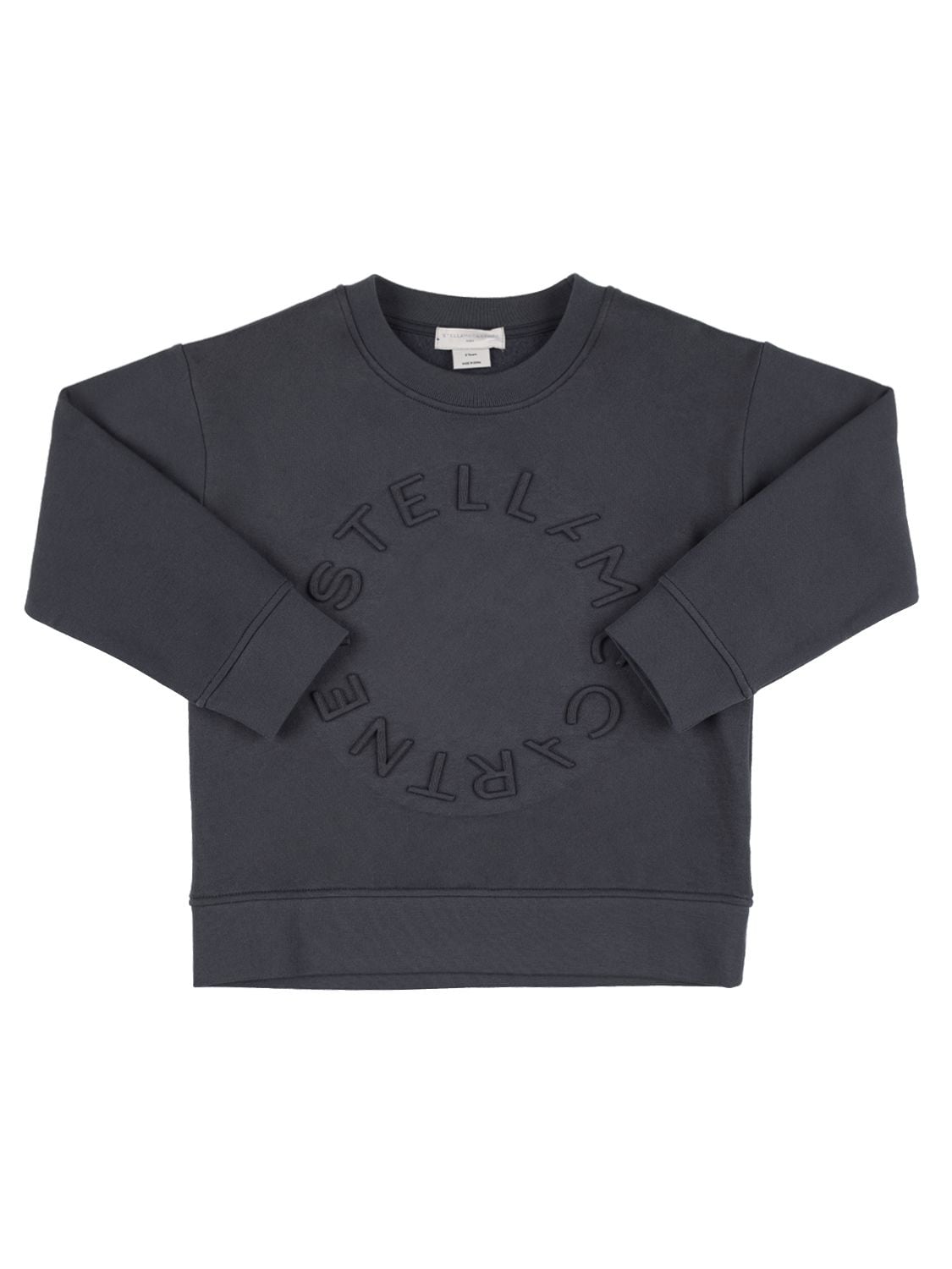 Stella Mccartney Kids' Embossed Organic Cotton Sweatshirt In Navy
