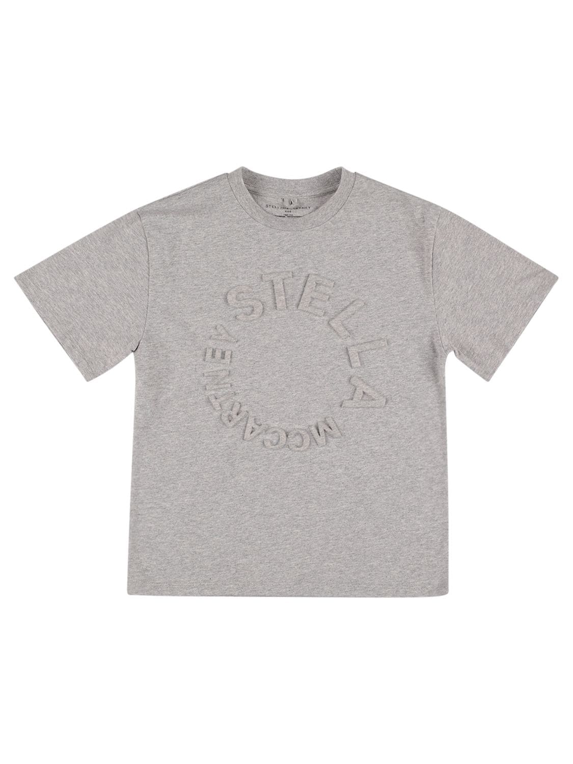 Stella Mccartney Kids' Embossed Organic Cotton T-shirt In Grey