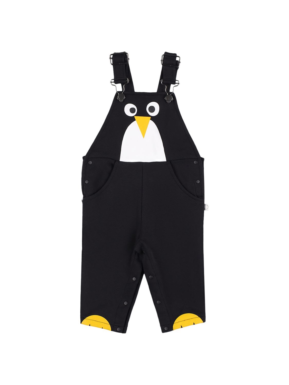 Stella Mccartney Kids' Penguin Organic Cotton Sweat Overalls In Black
