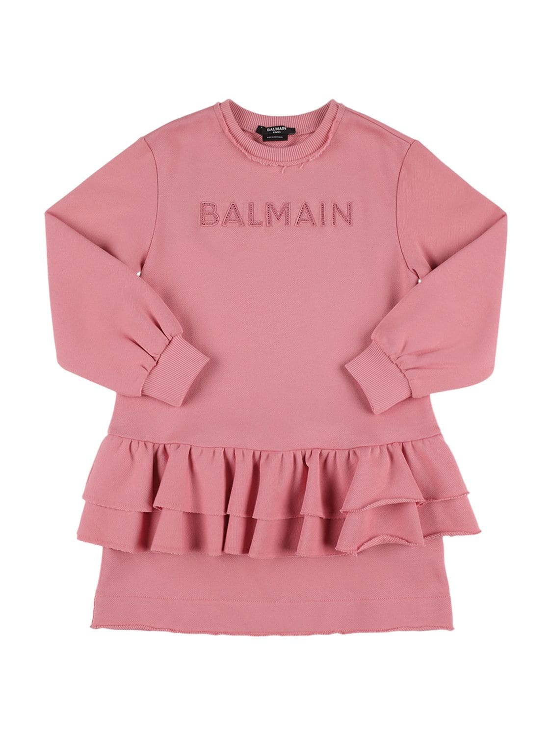 Balmain Kids' Logo Organic Cotton Dress In Pink