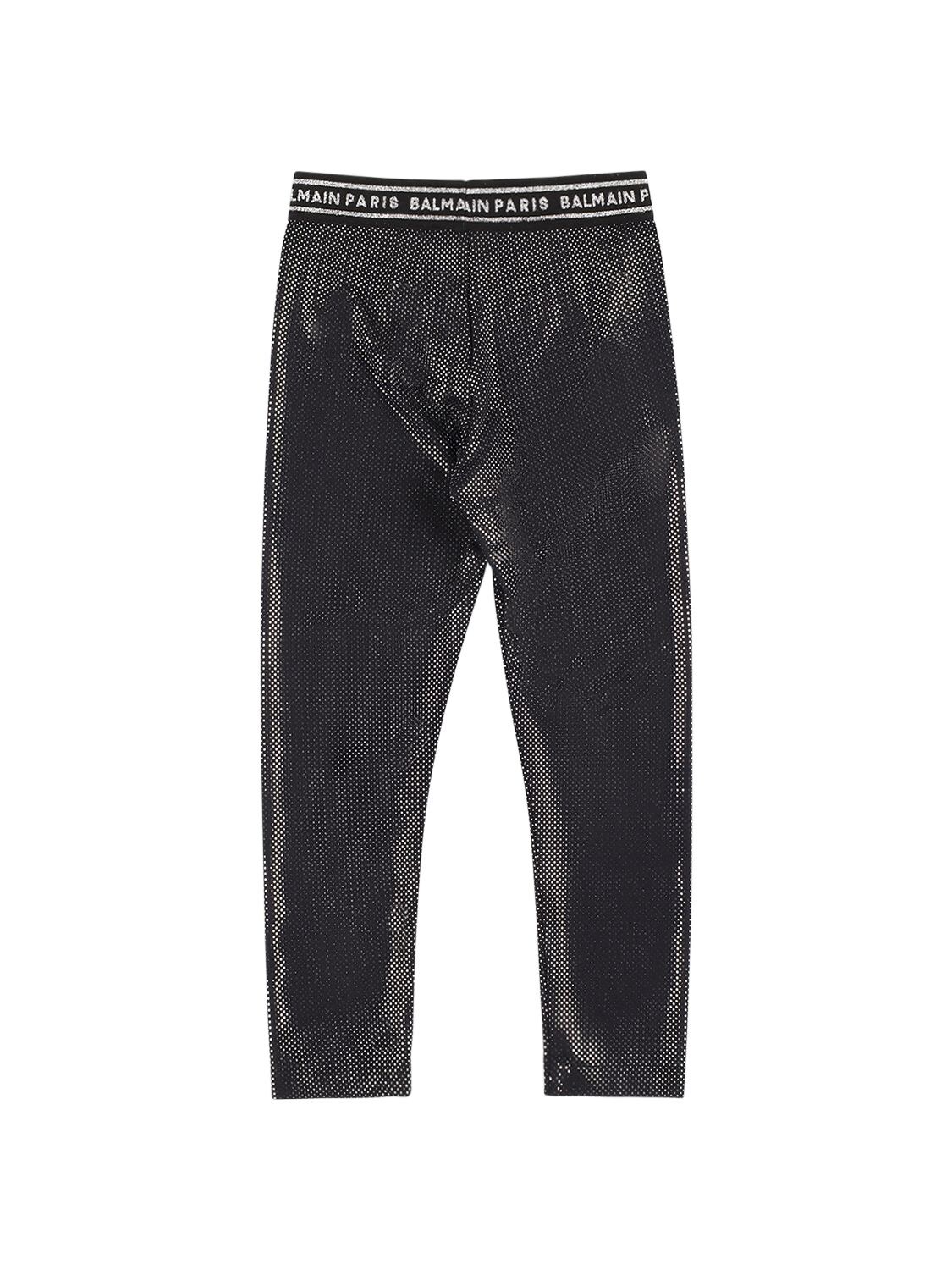Shop Balmain Lycra Rubberized Leggings In Black,silver