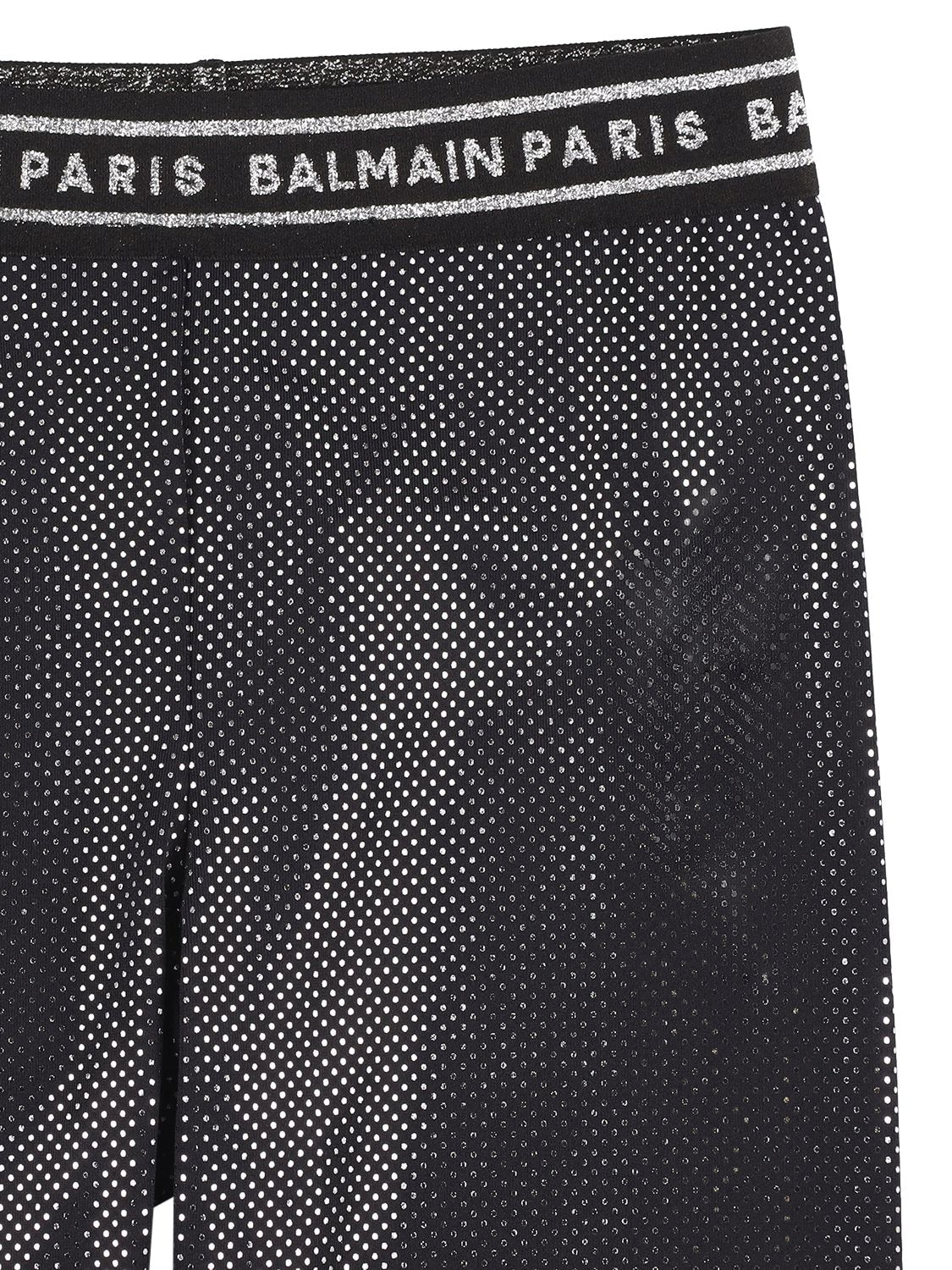 Shop Balmain Lycra Rubberized Leggings In Black,silver