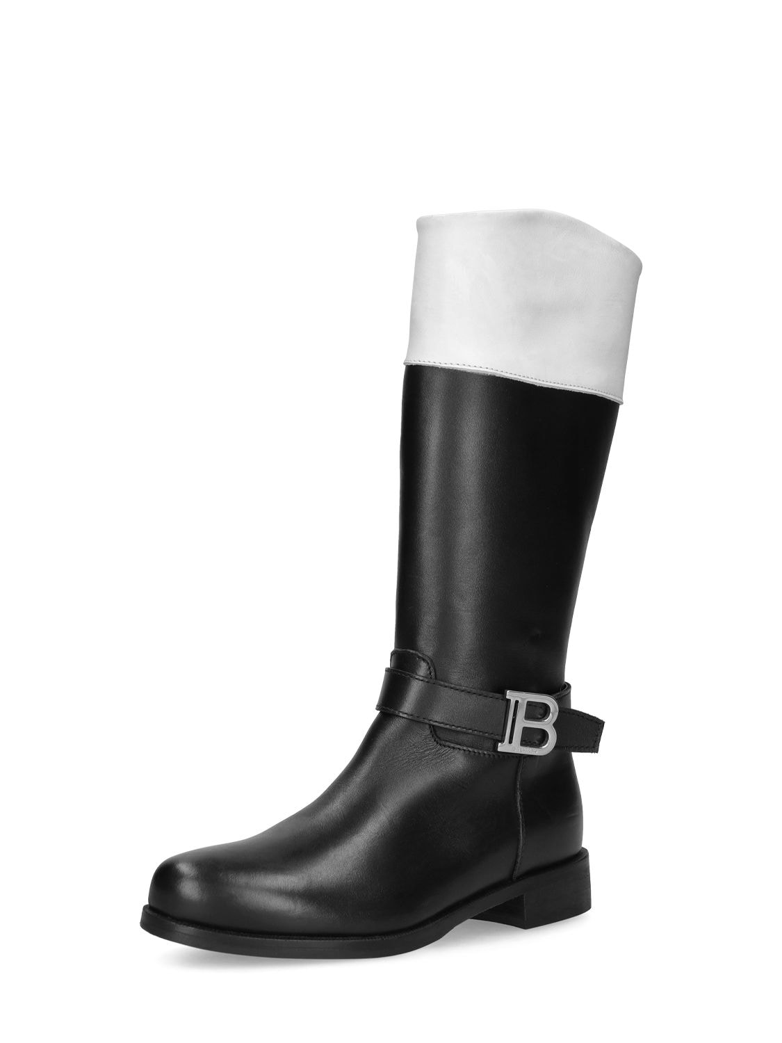 Shop Balmain Logo Leather Boots In Black
