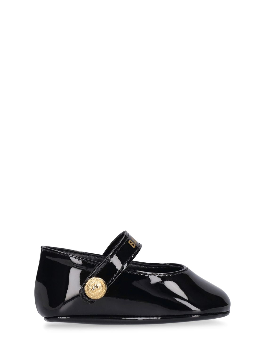 Image of Logo Faux Patent Leather Ballerinas