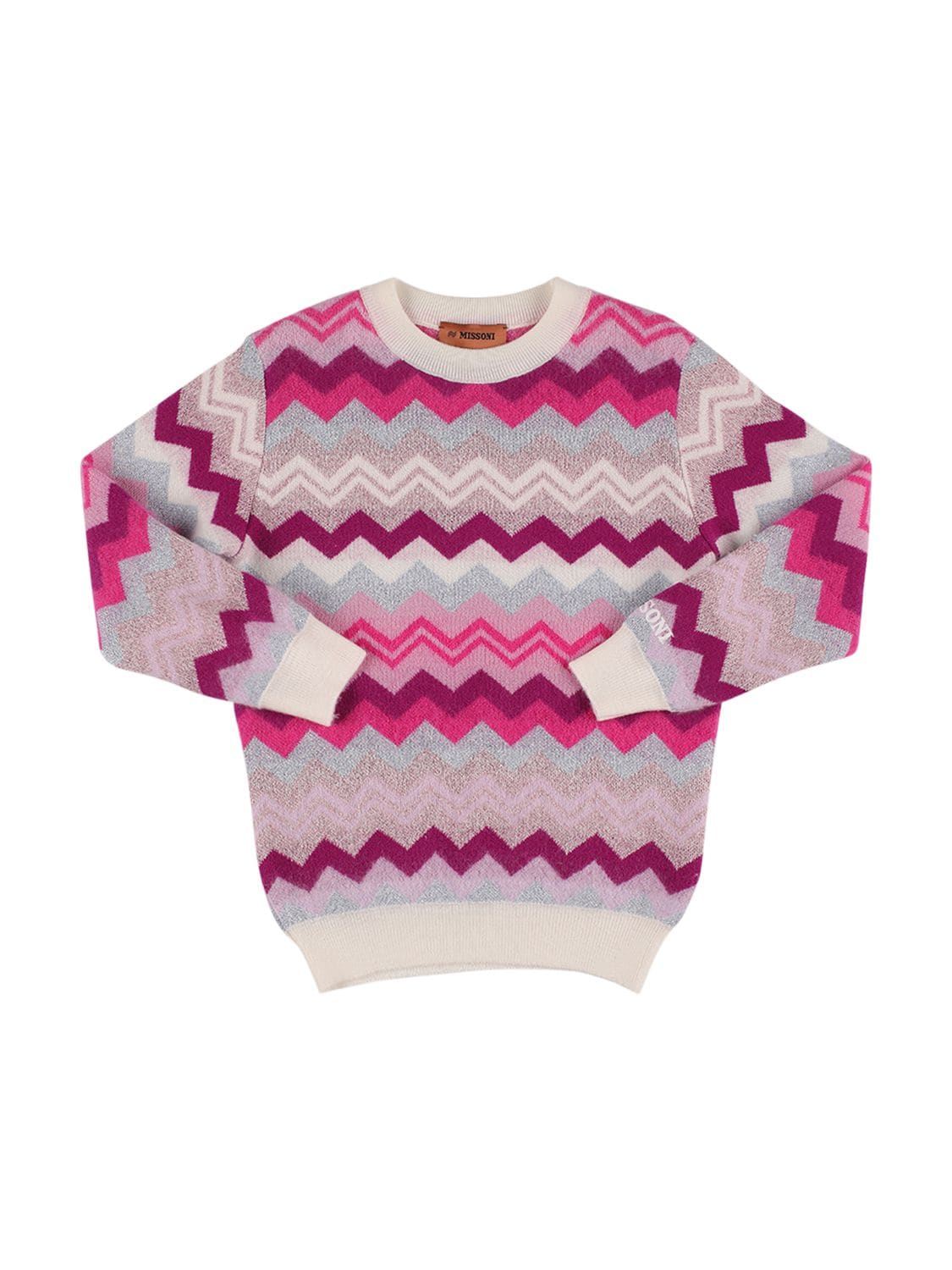 Missoni Kids' Zig Zag Wool Jacquard Knit Sweater In Multicolor