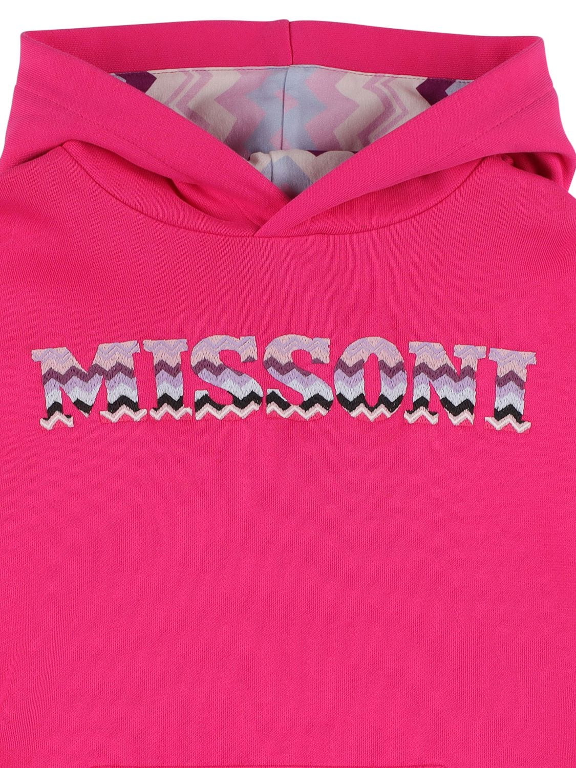 Shop Missoni Embroidered Logo Cotton Sweat Dress In Fuchsia