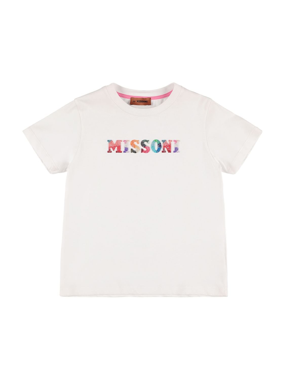 Missoni Kids' Embellished Logo Cotton Jersey T-shirt In White