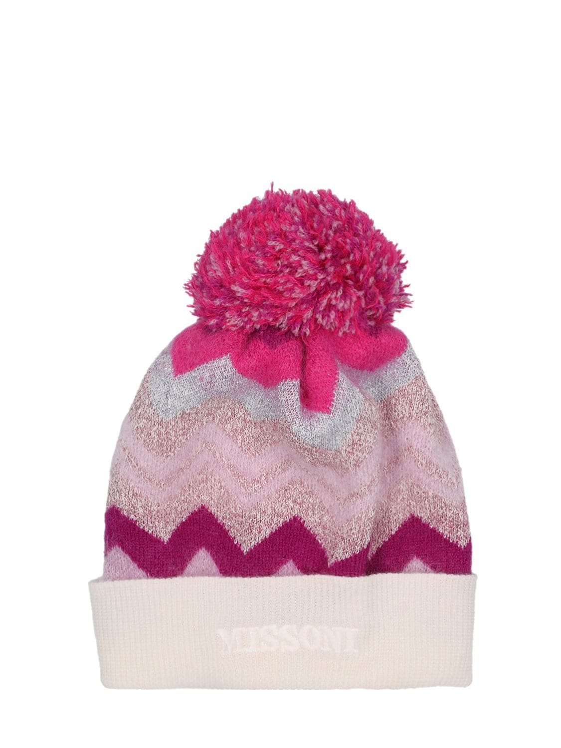 Missoni Kids' Zig Zag Wool Jacquard Knit Hat In Multicolor