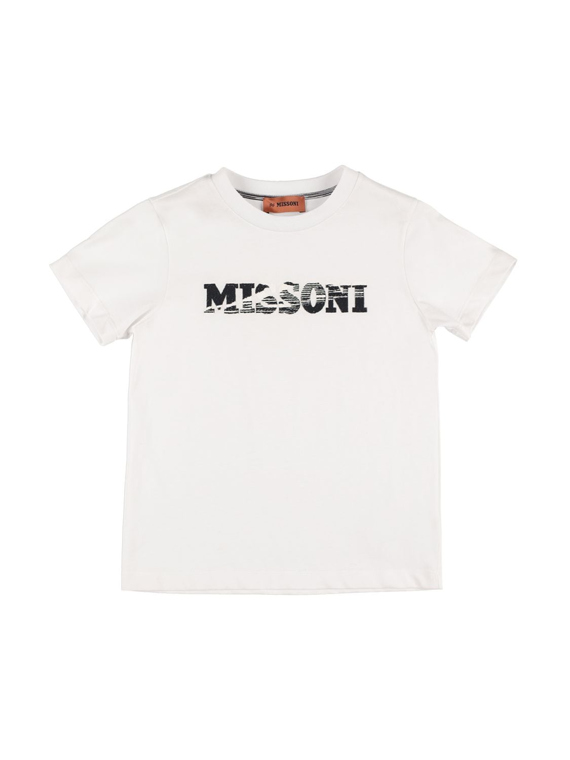 Missoni Kids' Embroidered Cotton Jersey T-shirt In White