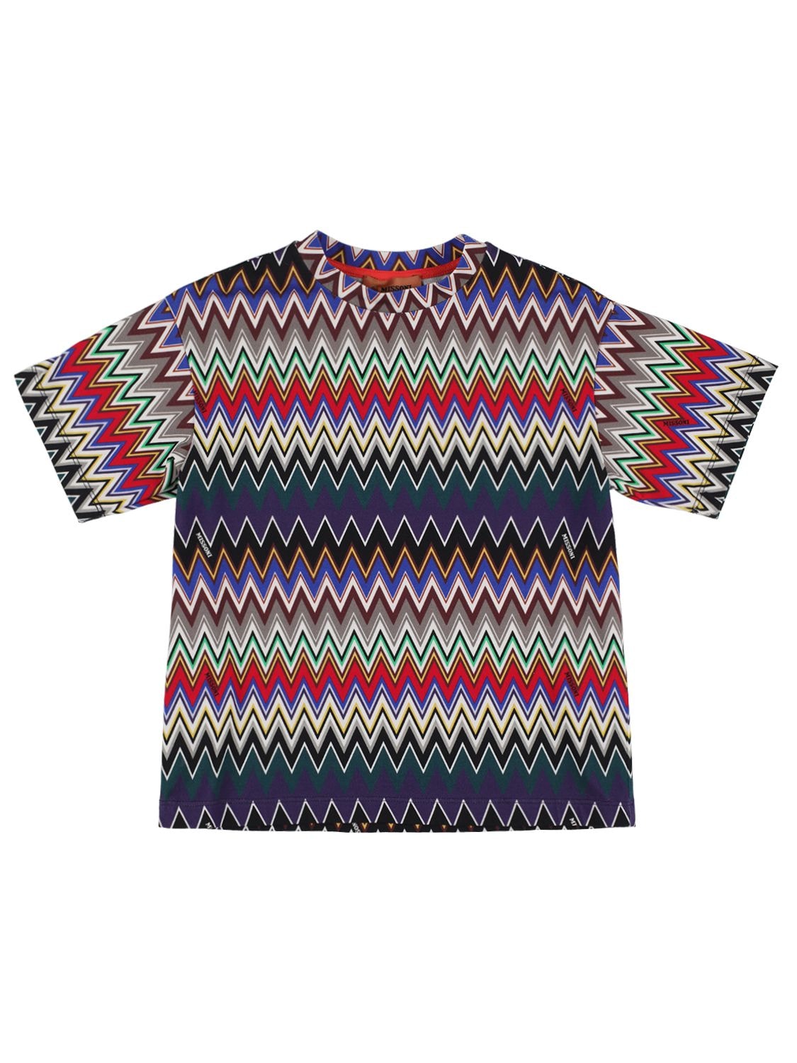 Missoni Kids' Zig Zag Print Cotton Jersey T-shirt In Multicolor