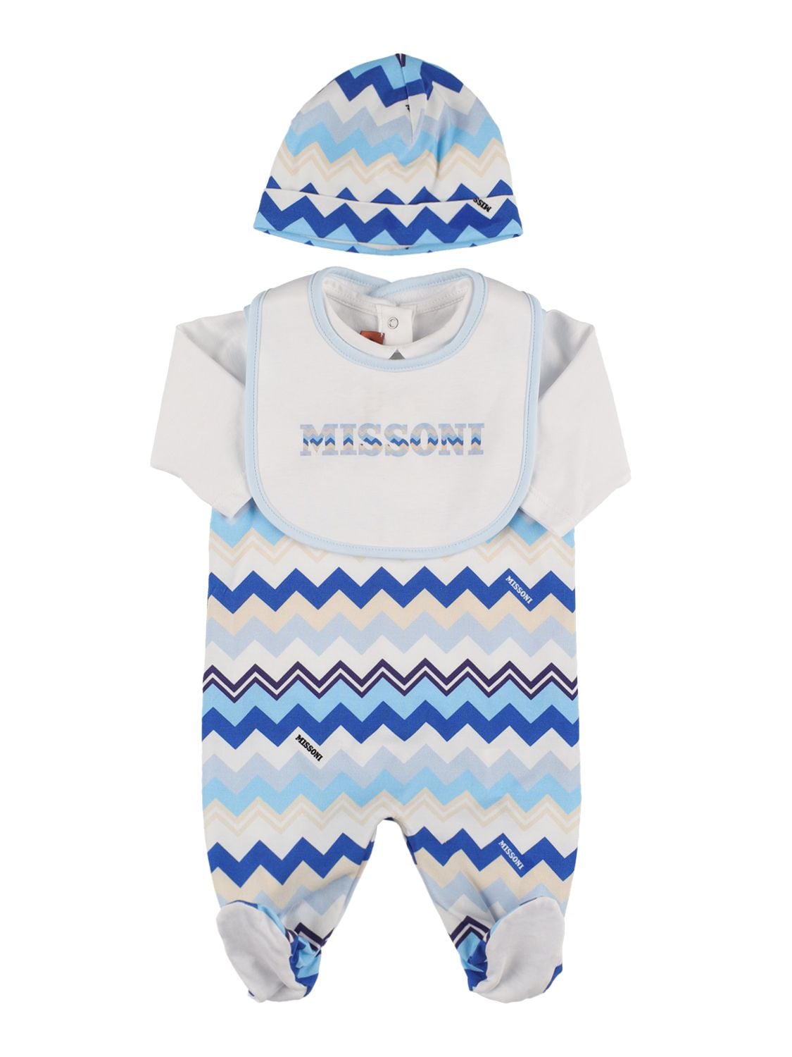 Missoni Babies' Jersey T-shirt, Overalls, Bib & Hat In Multicolor