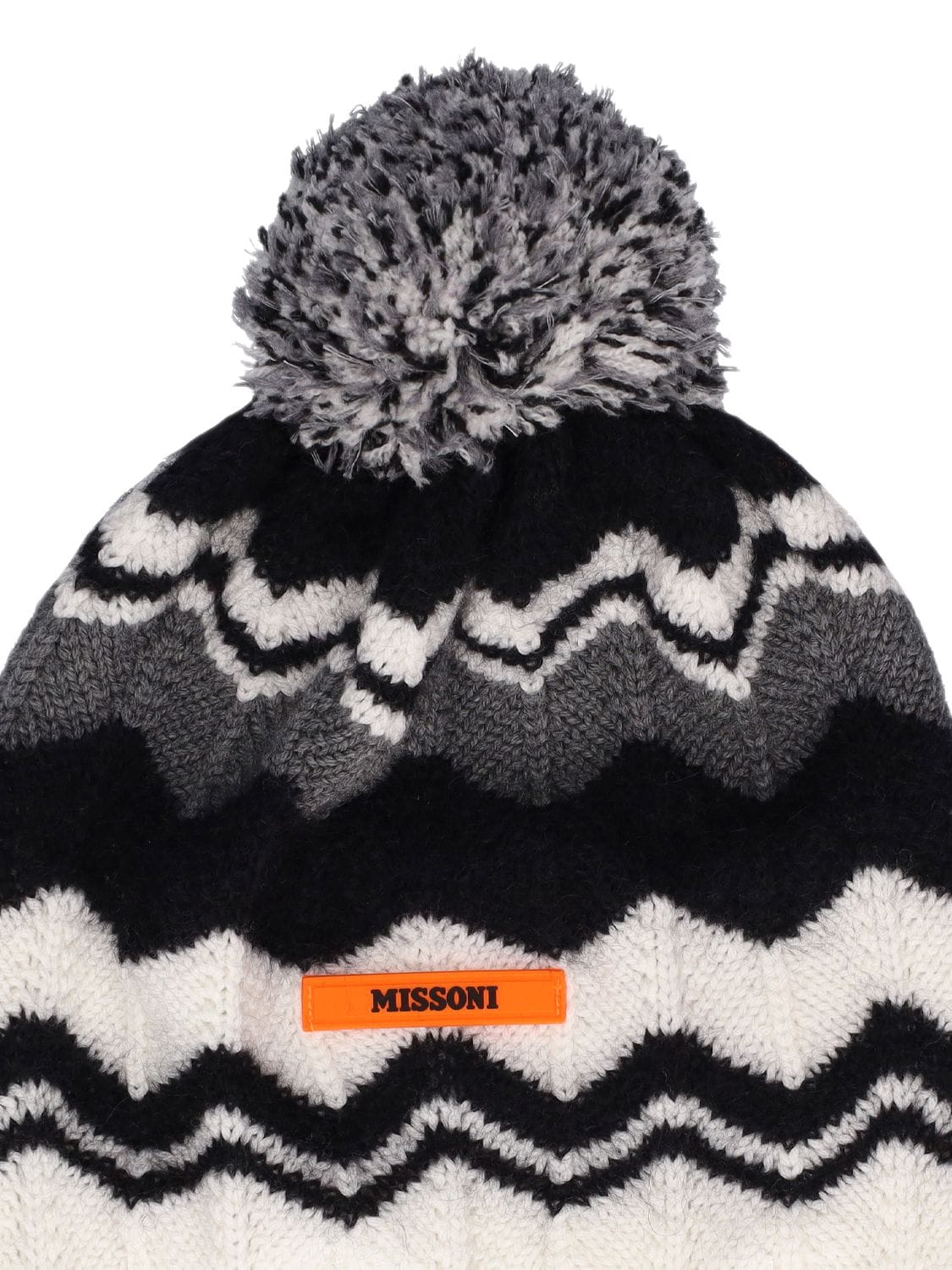 Shop Missoni Zig Zag Wool Jacquard Knit Hat In Black,white
