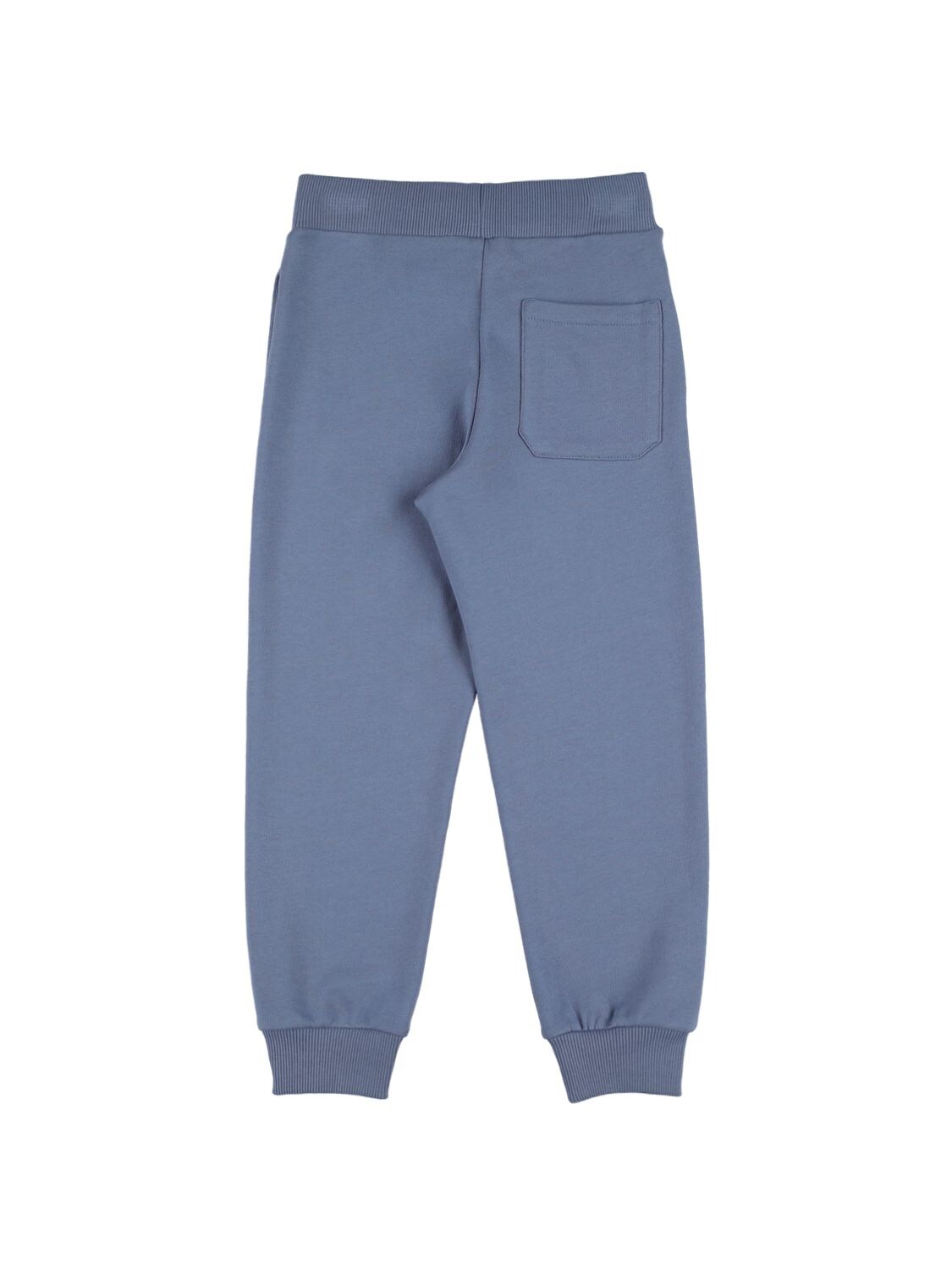 Shop Balmain Organic Cotton Sweatpants W/logo In Light Blue