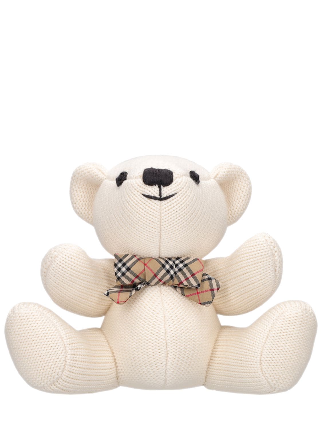 Burberry Kids' Check Print Wool & Silk Bear Toy In Ivory