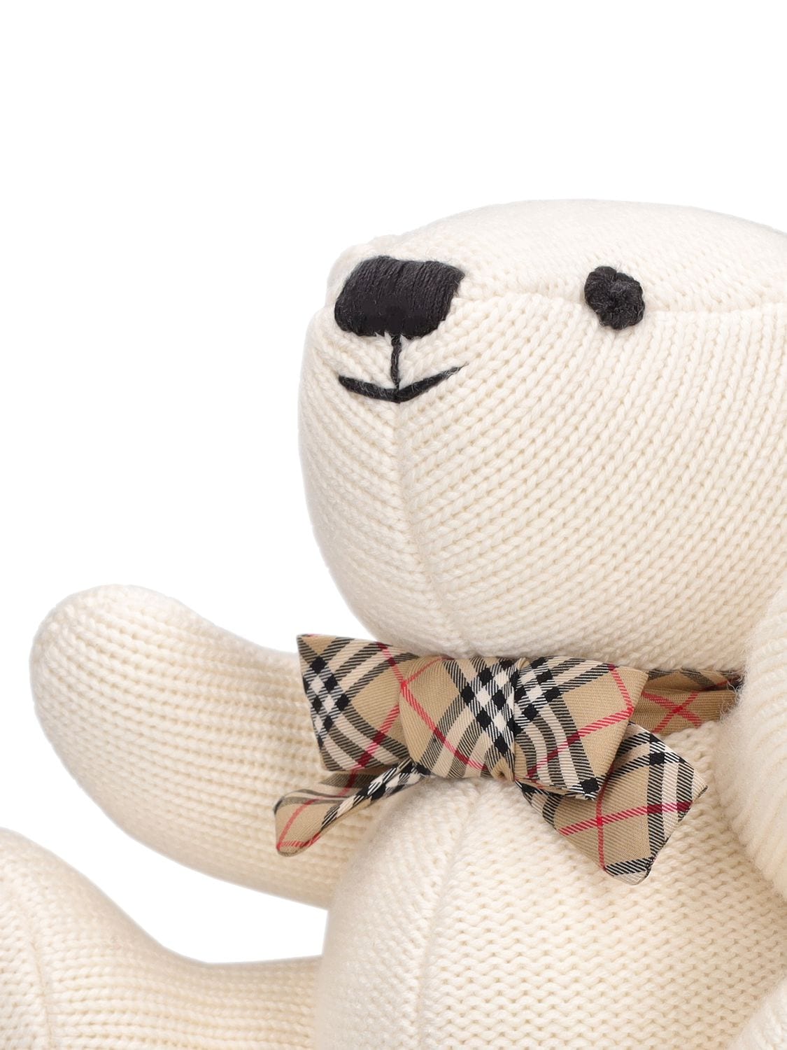 Shop Burberry Check Print Wool & Silk Bear Toy In Ivory