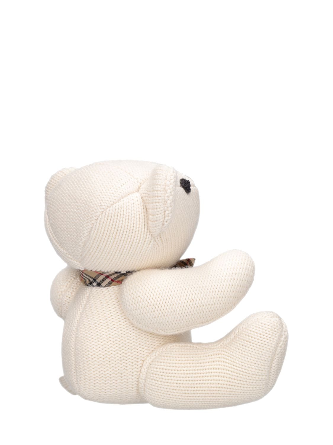 Shop Burberry Check Print Wool & Silk Bear Toy In Ivory