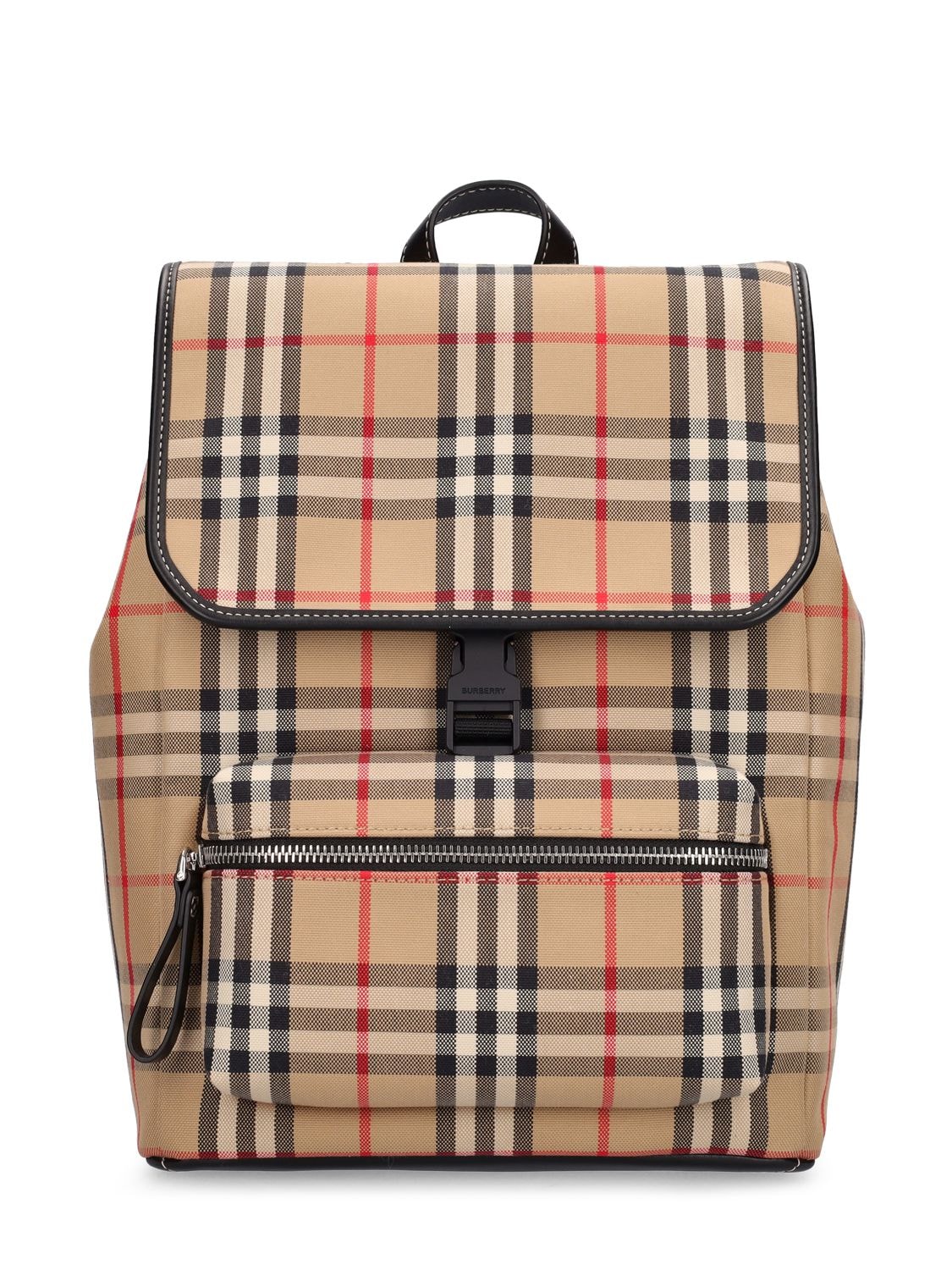 Check Print Cotton Canvas Backpack