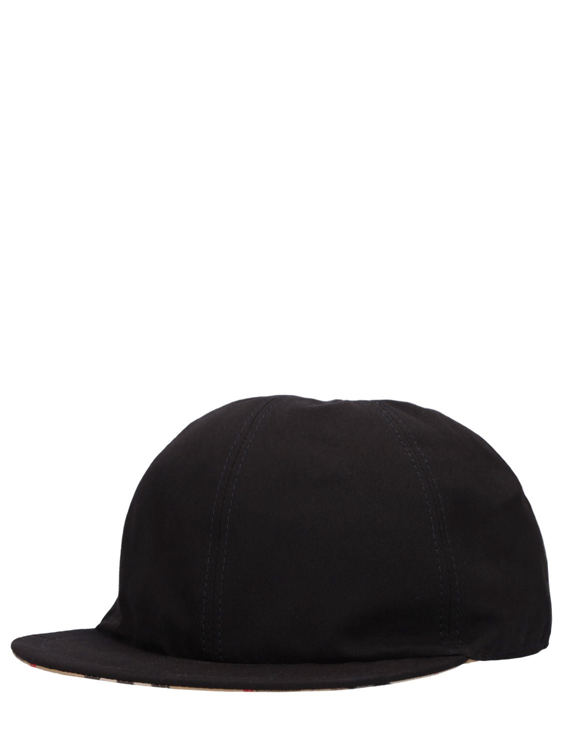 Burberry Check Print Cotton Baseball Hat In Beige
