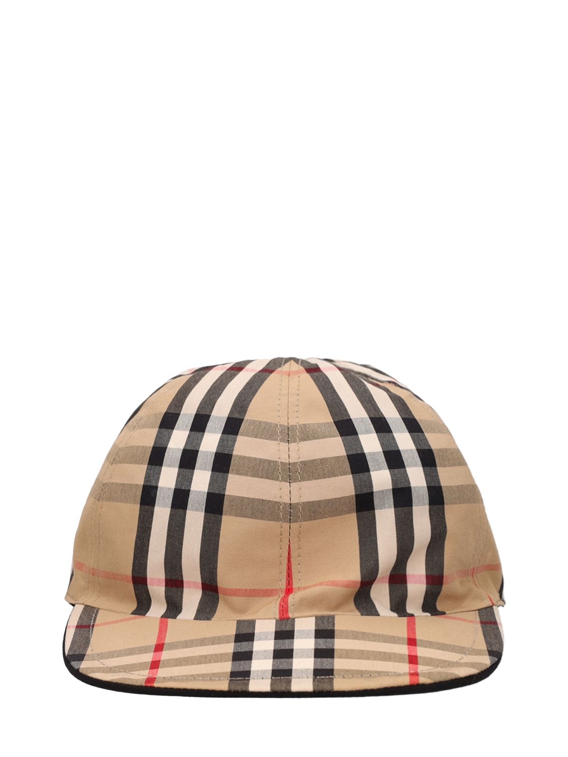 Burberry Kids' Check Print Cotton Baseball Hat In Beige