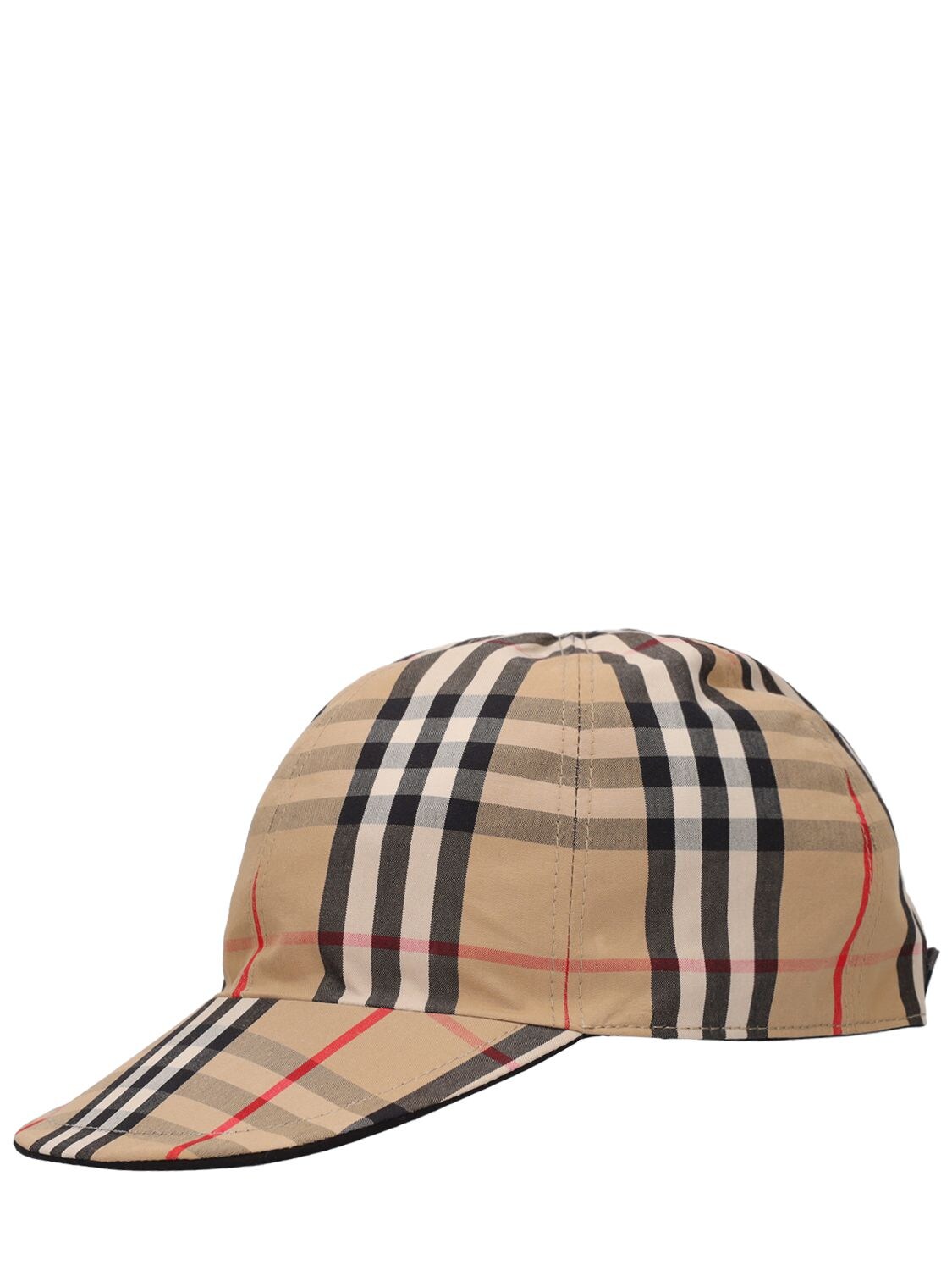 Shop Burberry Check Print Cotton Baseball Hat In Beige