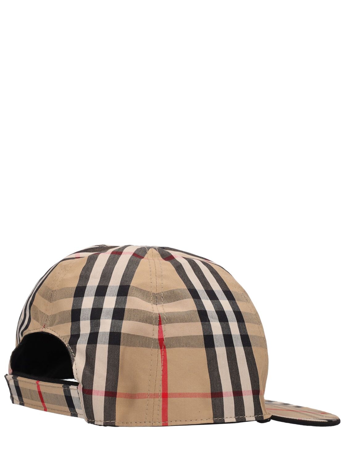Shop Burberry Check Print Cotton Baseball Hat In Beige